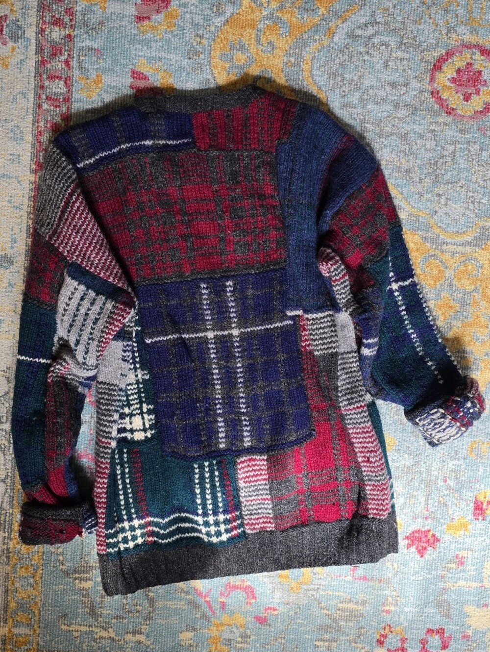 Multicolor Patchwork Knit Sweater - Oversized Look - Picture 3 of 5